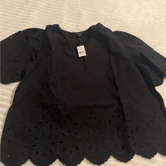 Ann Taylor Black Eyelet Blouse - Picture 1 of 5